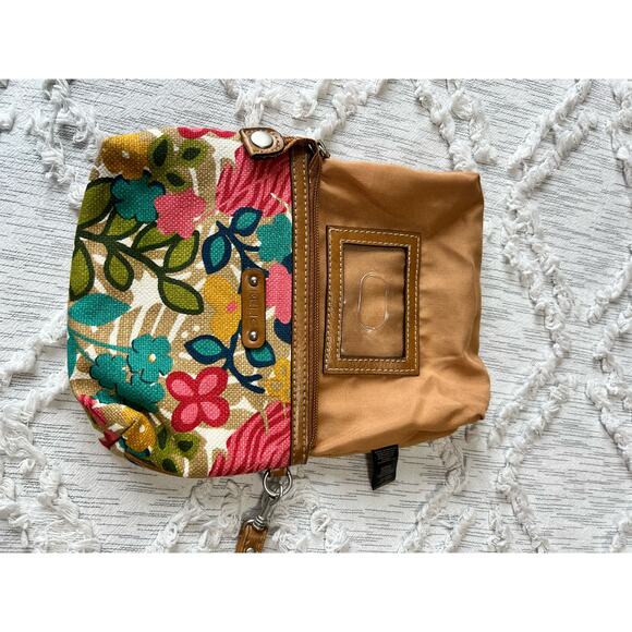 Relic Floral Canvas Clutch Wristlet Purse with Brown Leather Details Colorful - Picture 6 of 7